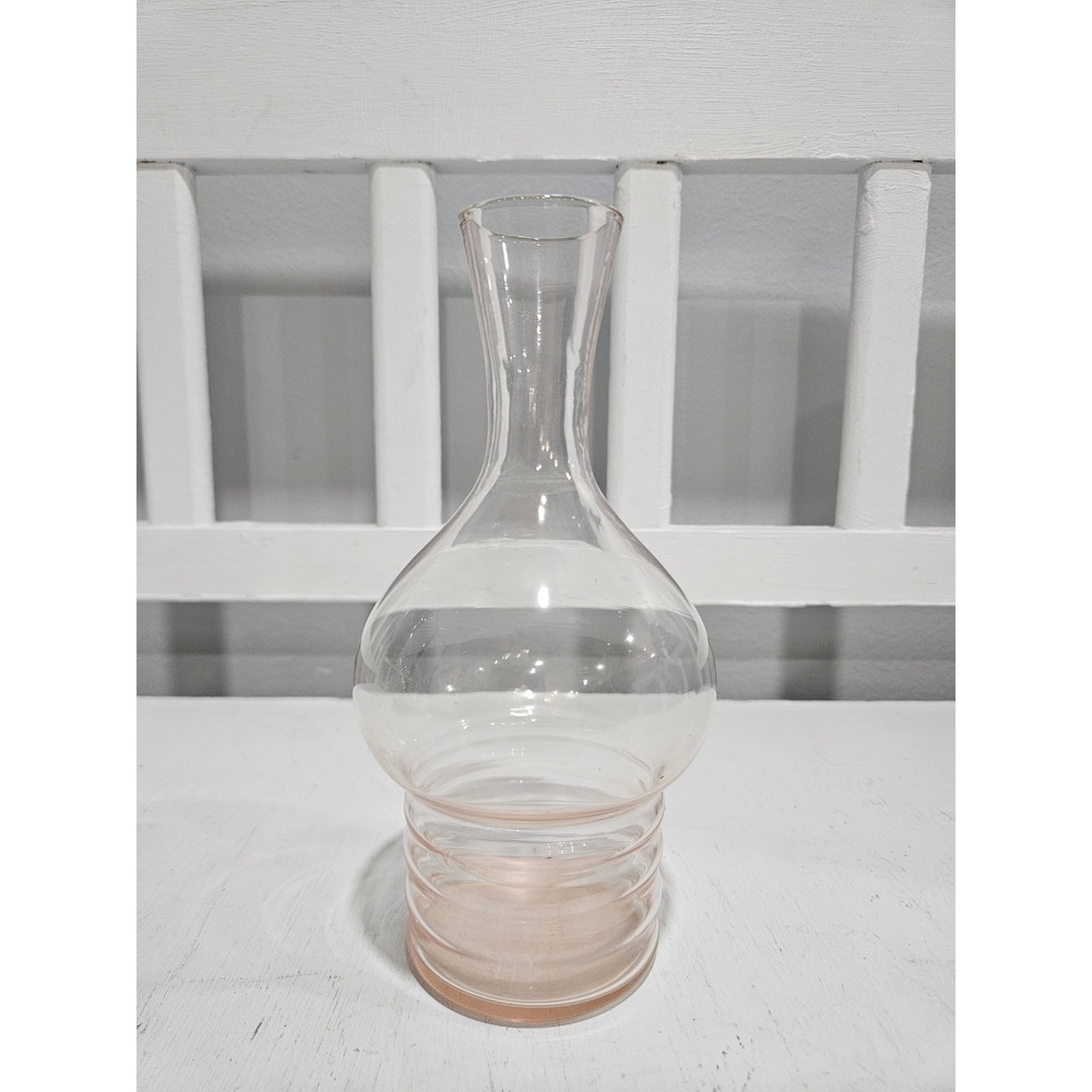Vintage Pink Depression Glass Beehive Bedside Night Tumble Up Carafe Vase